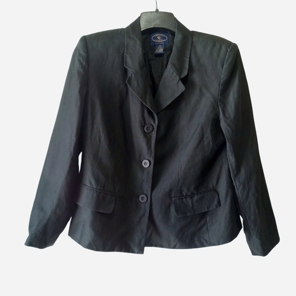 Classic Black Women's Blazer Chelsea Cambell 10 Petite Silk Linen - Picture 1 of 9